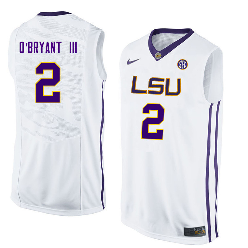 Men LSU Tigers #2 Johnny OBryant III College Basketball Jerseys-White - Click Image to Close